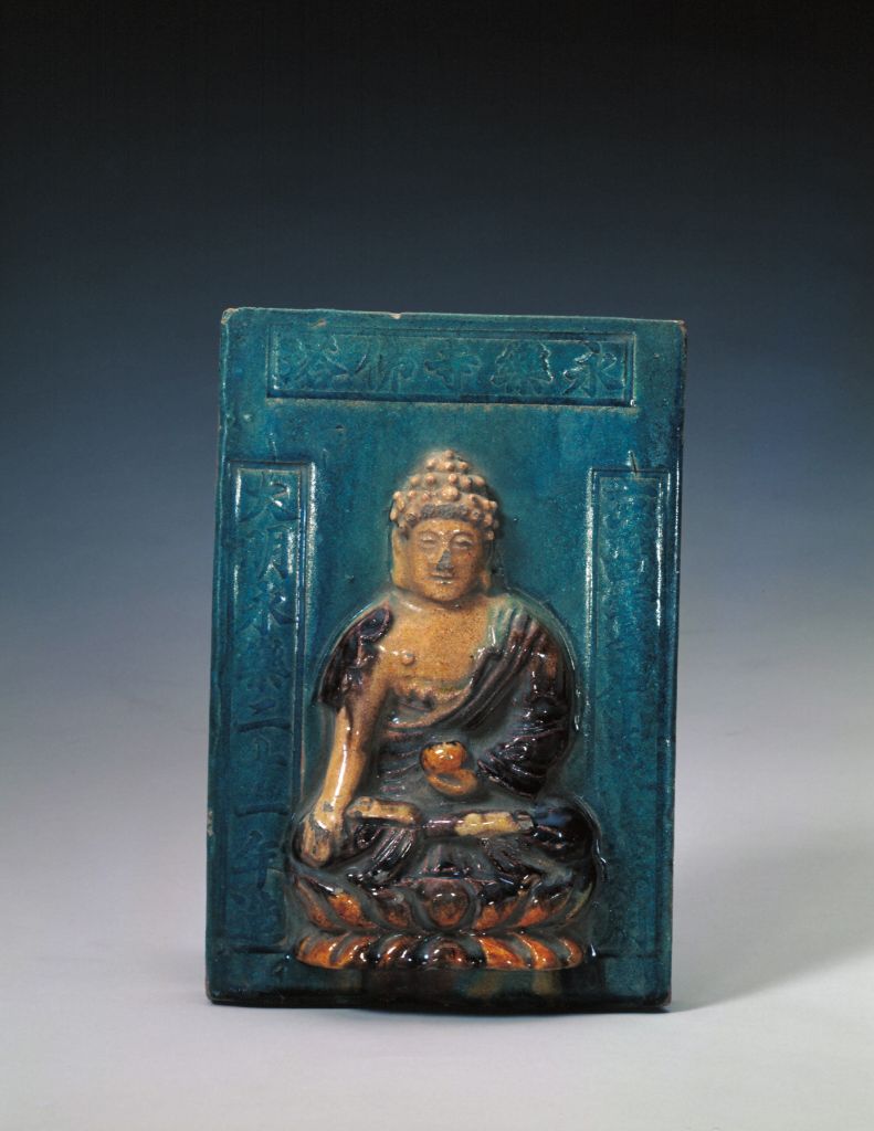 图片[1]-Colored glass brick with bowl Buddha statue-China Archive